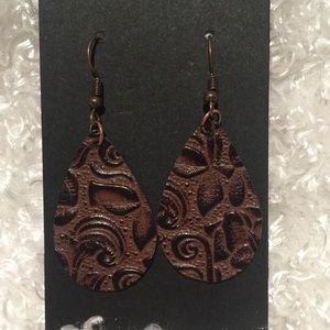 Leather fishhook earrings